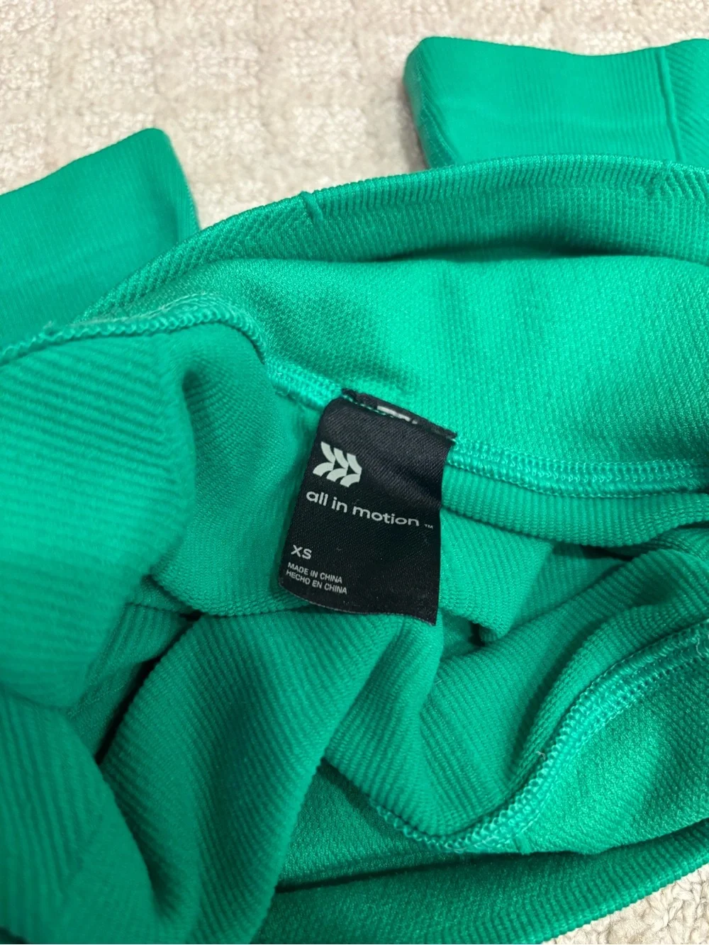 All in Motion Kelly Green Matching Activewear Set Biker Shorts Sports Bra XS